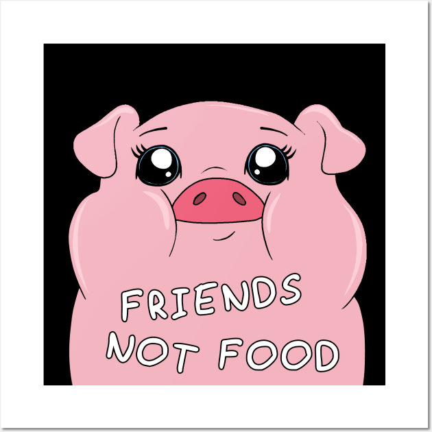 Friends Not Food - Cute Pig Wall Art by valentinahramov